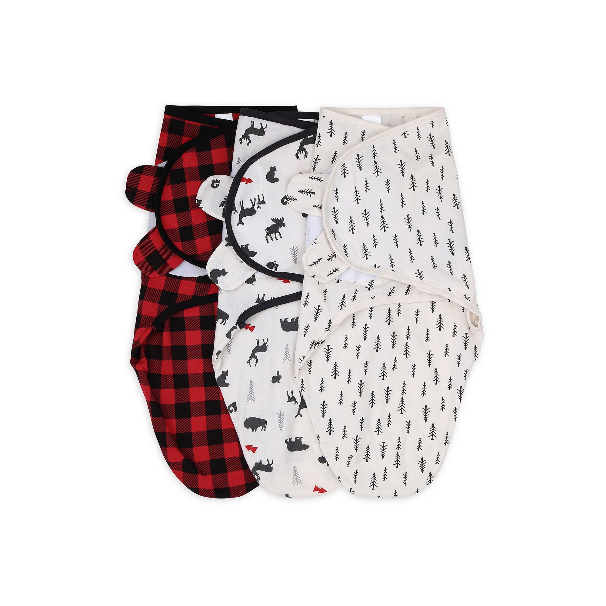 The Peanutshell 20-in. Plaid Woodland 3-Pack Swaddles, Multi