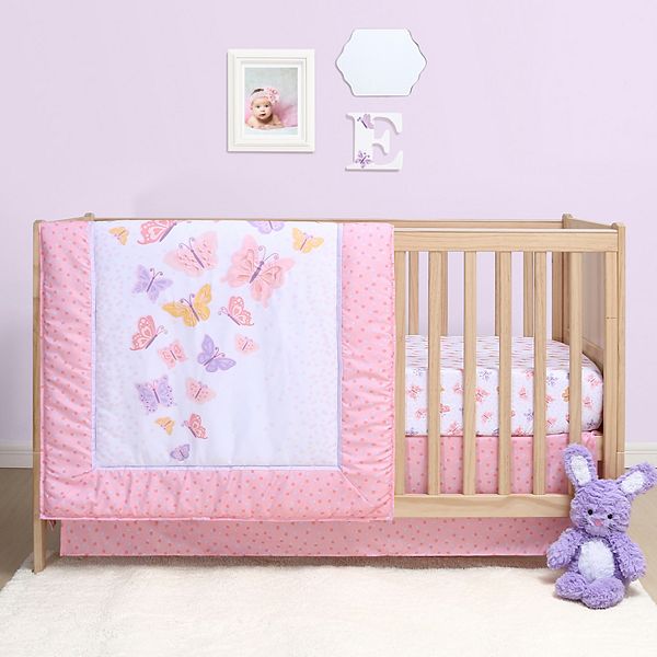 Pink butterfly best sale crib bedding set