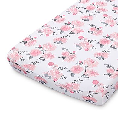 The Peanutshell Pink Roses 2-Pack Changing Pad Cover