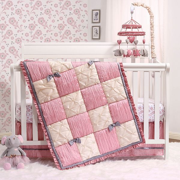 Layered Crib Comforter in Pink 