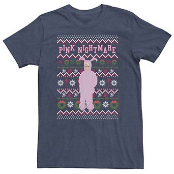 Big & Tall A Christmas Story Ralphie Pink Nightmare Ugly Christmas Sweater Tee