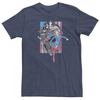 Big & Tall DC Comics Fourth Of July Group Shot Super Women Americana Tee