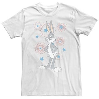 Big & Tall Looney Tunes Bugs Bunny Americana Fourth Of July Fireworks Tee