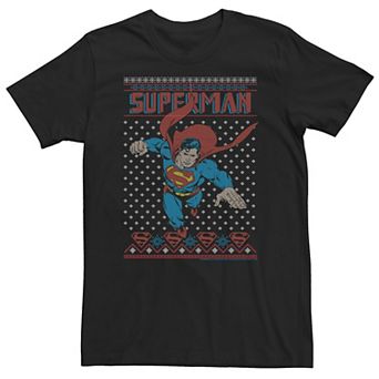 Big & Tall DC Comics Superman Ugly Christmas Sweater Style Tee