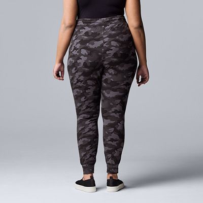 Plus Size Simply Vera Vera Wang Camo Drawstring Joggers