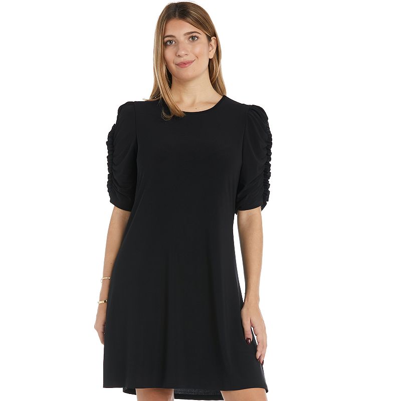 Womens Kaktus Ruched Sleeve Knit Dress, Size: Small, Black
