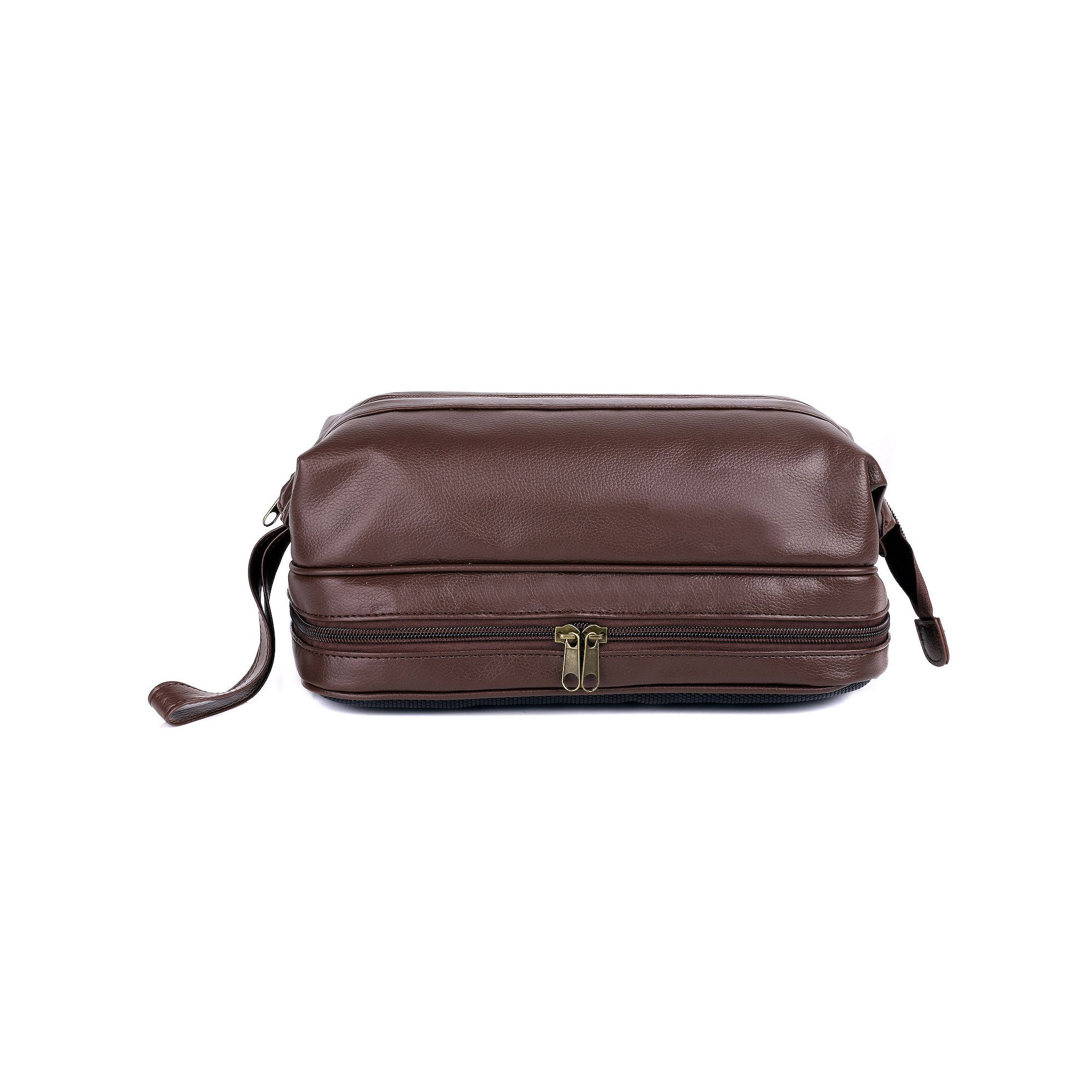 Mens Dopp Jumbo Framed Travel Kit with Bottles & Toothbrush Holder, Brown