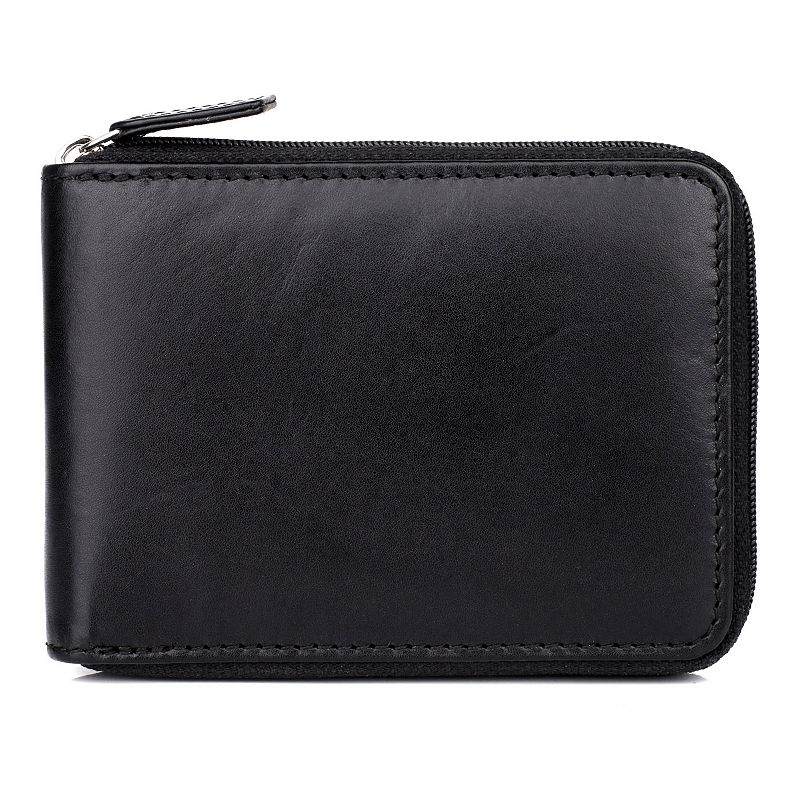 Mens Dopp Regatta Leather Zip-Around Billfold Wallet, Black