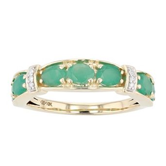 10k Gold Oval Emerald & Diamond Accent Ring