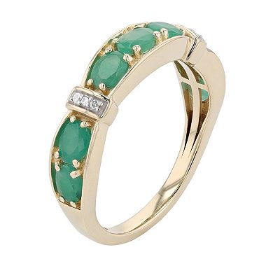 10k Gold Oval Emerald & Diamond Accent Ring