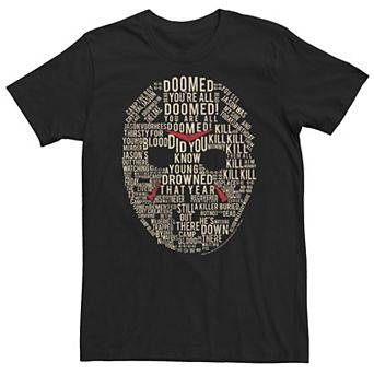 Big & Tall Friday The 13th Jason Mask Text Fill Tee