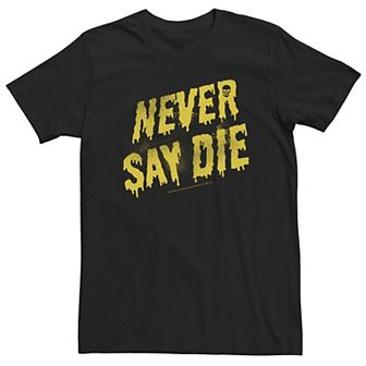 Big & Tall The Goonies Never Say Die Yellow Paint Drip Tee