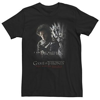 Big & Tall Game Of Thrones Jon Snow "I Am The Watcher On The Wall" Tee