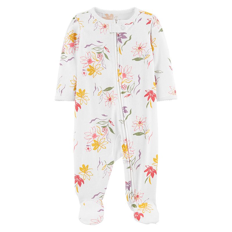 Baby Girl Carters Floral Sleep & Play, Infant Girls, Size: 3 Months, Whit