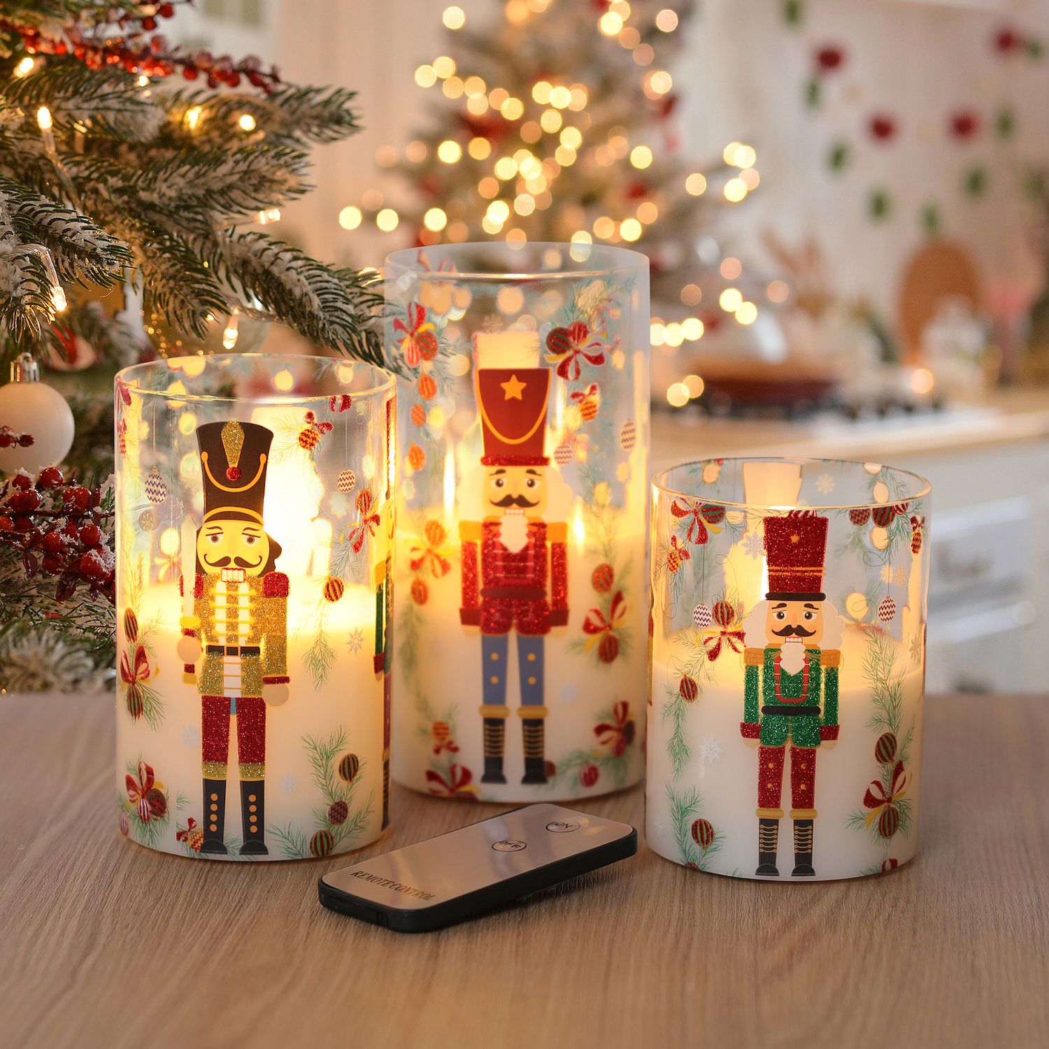 Fitz & Floyd Nutcracker LED WaxCandle Set of 3