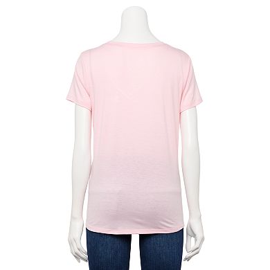 Juniors' SO® Oversized Solid Front Knot Tee