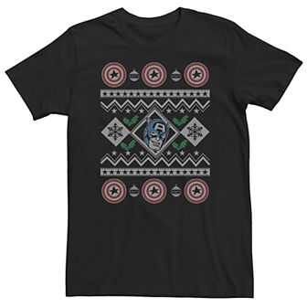 Big & Tall Marvel Captain America Ugly Christmas Sweater Tee