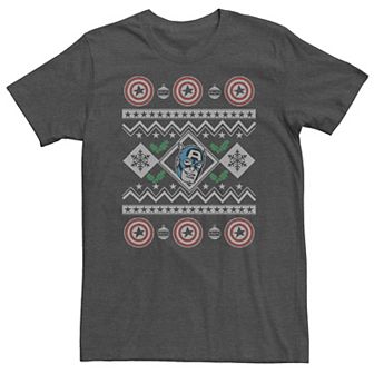 Big & Tall Marvel Captain America Ugly Christmas Sweater Tee