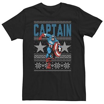 Big & Tall Marvel Captain America Ugly Christmas Sweater Tee
