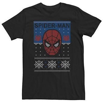 Big & Tall Marvel Spider-Man Mask Ugly Christmas Sweater Tee