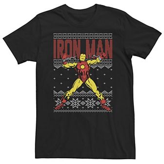 Big & Tall Marvel Iron Man Retro Ugly Christmas Sweater Tee