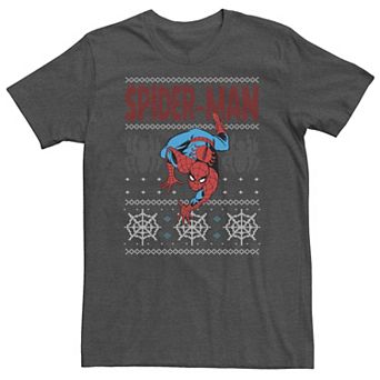 Big & Tall Marvel Spider-Man Crawl Ugly Christmas Sweater Tee
