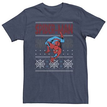 Big & Tall Marvel Spider-Man Crawl Ugly Christmas Sweater Tee