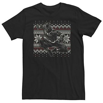 Big & Tall Marvel Black Panther Crouch Ugly Christmas Sweater Tee