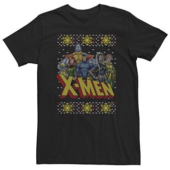 Big & Tall Marvel X-Men Group Ugly Christmas Sweater Tee