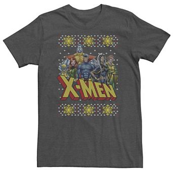 Big & Tall Marvel X-Men Group Ugly Christmas Sweater Tee