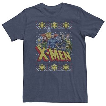 Big & Tall Marvel X-Men Group Ugly Christmas Sweater Tee