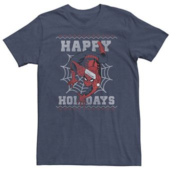 Big & Tall Marvel Spider-Man Happy Holidays Ugly Christmas Tee