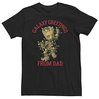 Big & Tall Marvel Groot "Galaxy Greetings From Dad" Christmas Holiday Tee