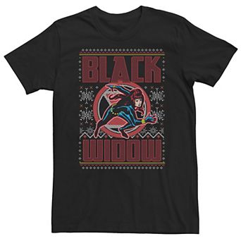 Big & Tall Marvel Black Widow Ugly Christmas Tee