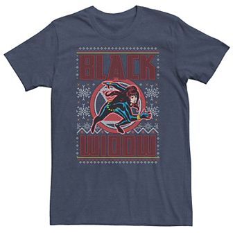 Big & Tall Marvel Black Widow Ugly Christmas Tee