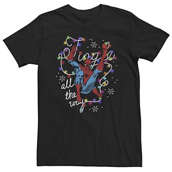 Big & Tall Marvel Christmas Holiday Spider-Man "Jingle All The Way" Action Pose Tee