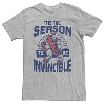 Big & Tall Marvel Iron Man "'Tis The Season To Be Invincible" Christmas Holiday Tee