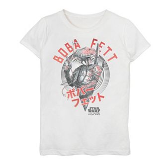 Girls 7-16 Star Wars Visions Boba Fett Kanji Poster Graphic Tee