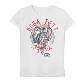 Girls 7-16 Star Wars Visions Boba Fett Kanji Poster Graphic Tee