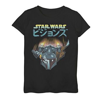 Girls 7-16 Star Wars Visions Boba Fett Jets Poster Graphic Tee