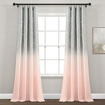 Lush Decor Glitter Ombre Metallic Print Window Curtain Set