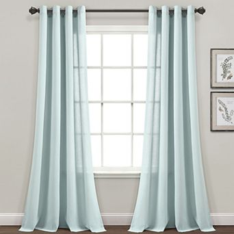 Lush Decor Faux Linen Grommet Window Curtain Set
