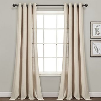 Lush Decor Faux Linen Grommet Window Curtain Set