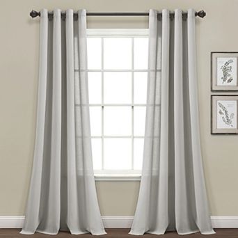 Lush Decor Faux Linen Grommet Window Curtain Set
