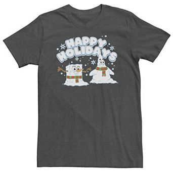Big & Tall Nickelodeon SpongeBob SquarePants Patrick Star Snowmen Happy Holidays Tee