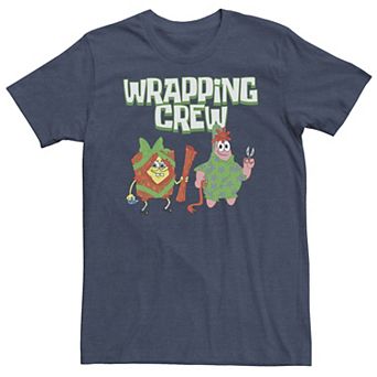 Big & Tall Nickelodeon SpongeBob SquarePants Patrick Warpping Crew Christmas Tee