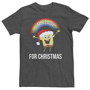 Big & Tall Nickelodeon SpongeBob SquarePants "I'm Ready For Christmas" Rainbow Tee
