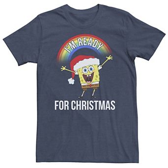 Big & Tall Nickelodeon SpongeBob SquarePants "I'm Ready For Christmas" Rainbow Tee