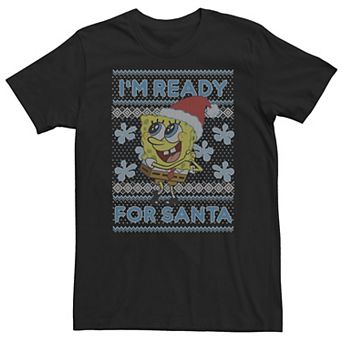 Big & Tall Nickelodeon SpongeBob SquarePants "I'm Ready For Santa" Ugly Christmas Sweater Tee