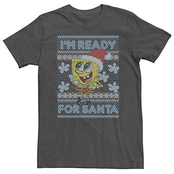 Big & Tall Nickelodeon SpongeBob SquarePants "I'm Ready For Santa" Ugly Christmas Sweater Tee